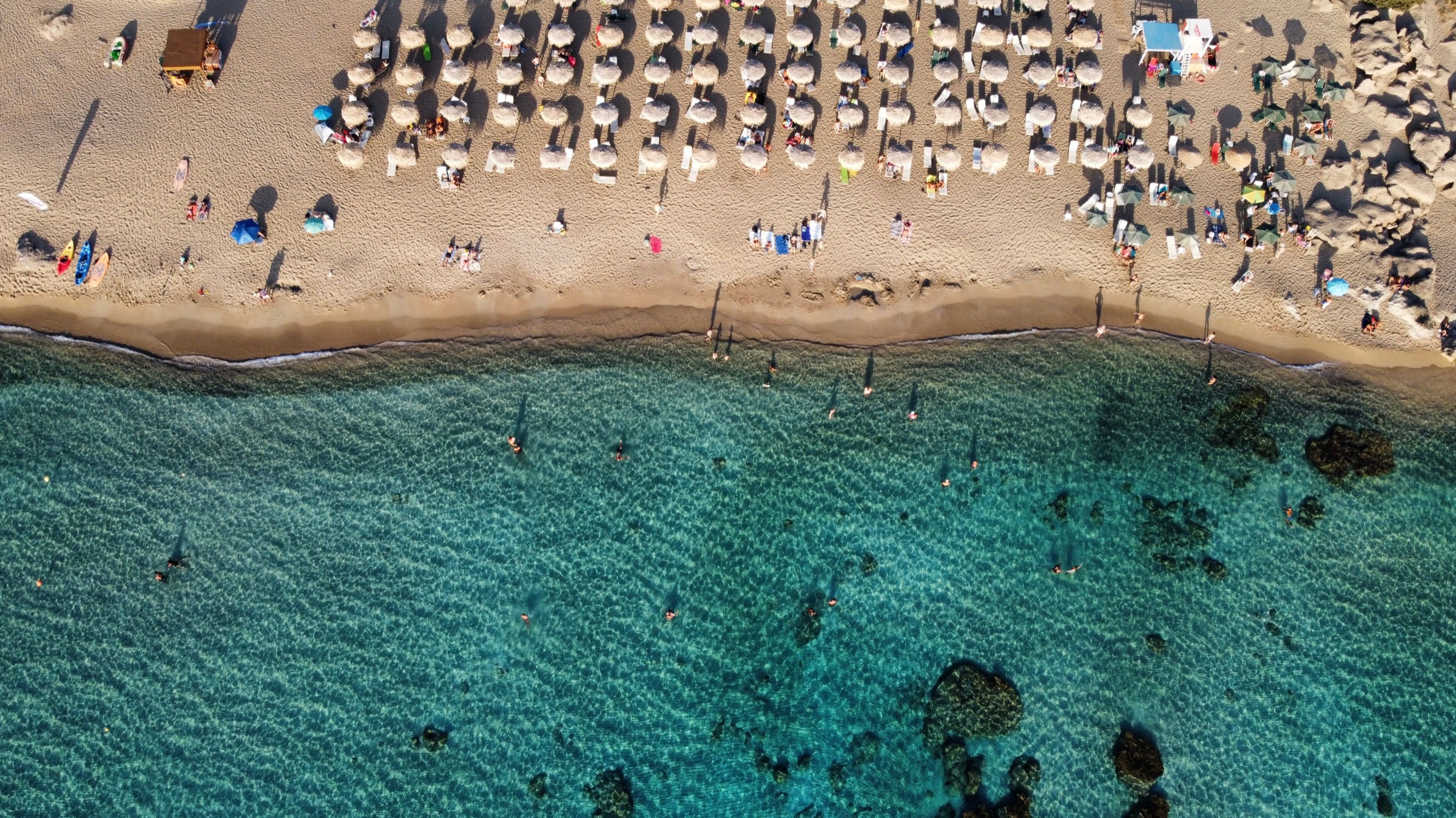Aerial view of a beach on Crete, Greece