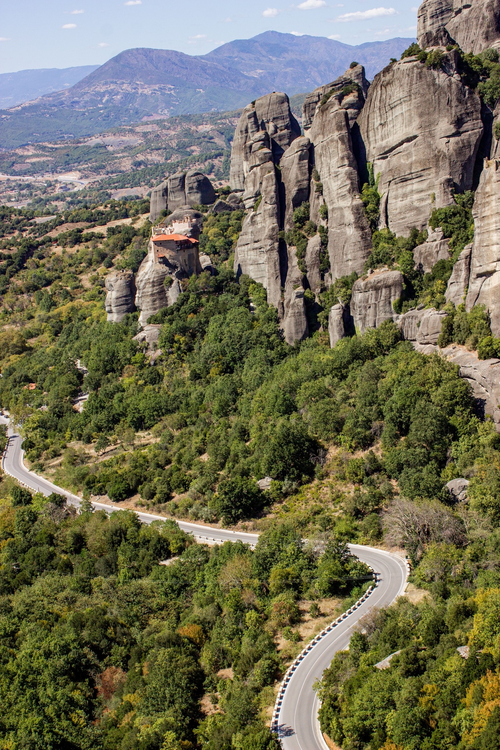Rock formations and monasteries at Meteora in Greece