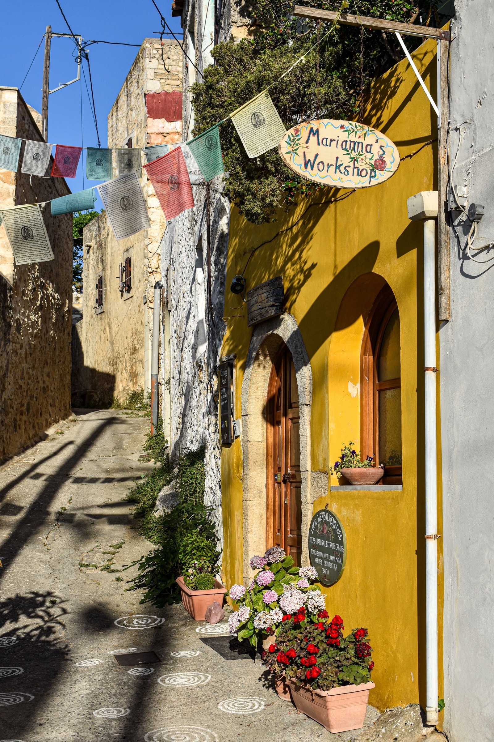 Village street on Rhodes, Greece