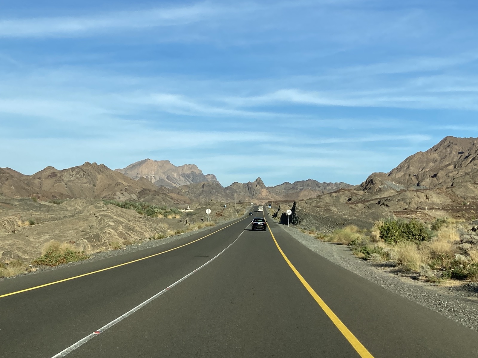 Road through the rocky mountains of Oman