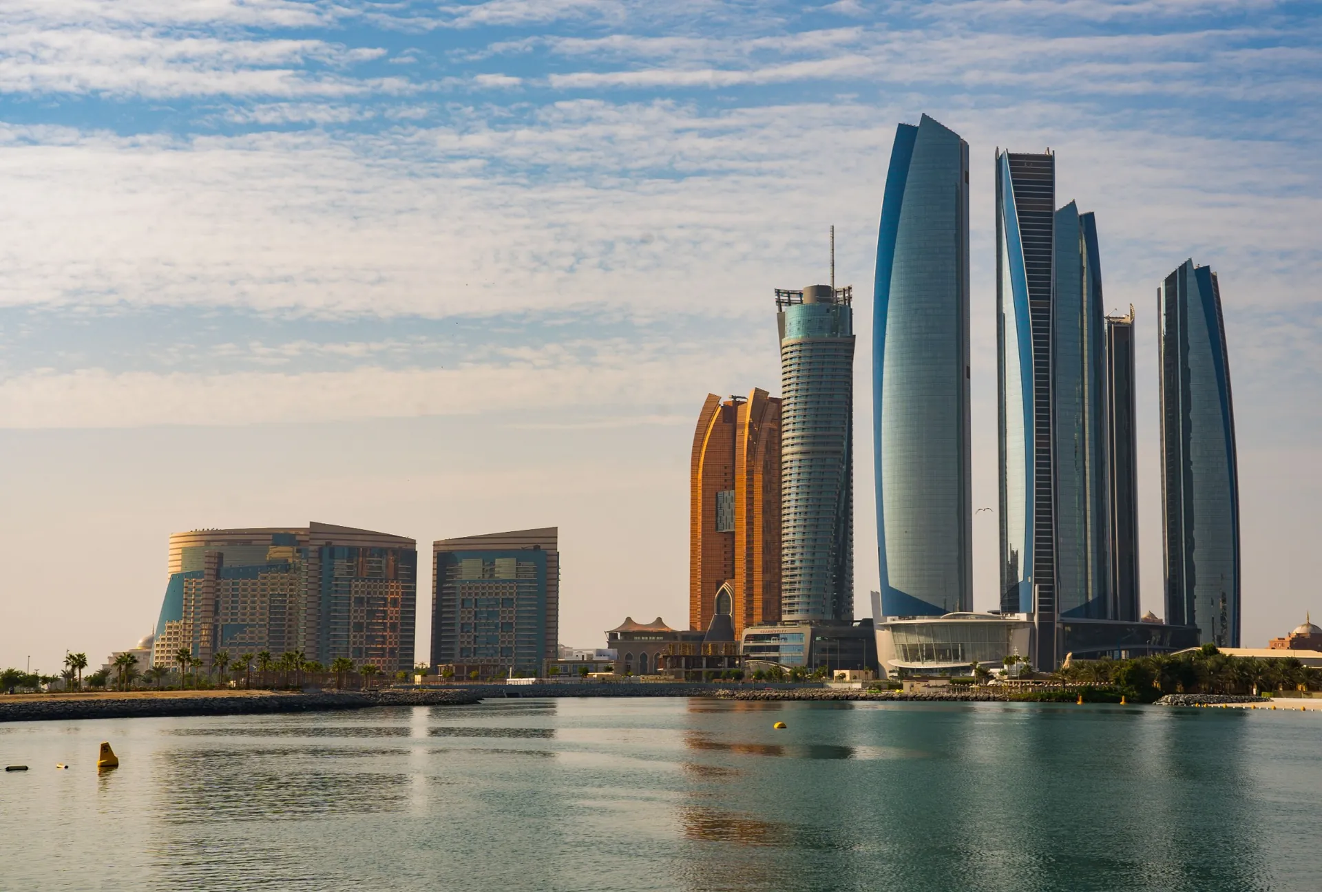 Etihad Towers beside the waterfront in Abu Dhabi